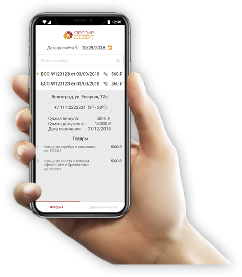 мобильное приложение заемщика ломбарда